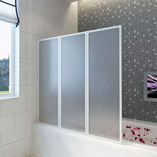 Tidyard Pare Baignoire à 3 Volets Rétractables - Surface au Sol en Caoutchouc pour Proéger Contre Les Infiltrations en Eau - 141 x 132 cm
