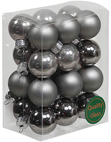 Kleine Baumkugeln aus Glas Ø 2 cm/2,5 cm/3 cm - Christbaumkugeln Baumschmuck Christbaumschmuck Weihnachtsbaumschmuck Weihnachtsbaumkugeln (2,5 cm, 24 Stück Titan (Matt,Glänzend))
