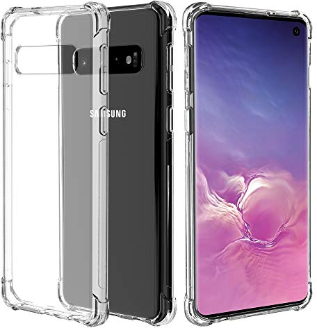 Migeec Hülle für Samsung Galaxy S10 Plus, Transparent Handyhülle mit 4-Ecken Stoßdämpfung, Nicht Vergilbende Stoßfest Stoßfänger Clear Case Schutzhülle
