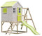 Wendi Toys M24L Spielhaus Kinder Outdoor Holz mit Rutsche, Kletterhaus Kinder Outdoor, 330 x 350 x 242 cm, Grün, FSC Holz, Schaukel mit Gestell, Robustes Spielturm, Spielplatz für Garten