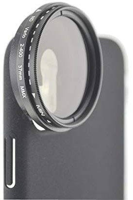 System-S ND Vario Filter 37mm Neutraldichtefilter Schwarz mit Hülle für iPhone 12 Pro Max