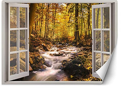 Feeby - 3d Tapete - Fensterblick - 140x100 cm, Fototapete Schlafzimmer - Deko Wohnzimmer - Wallpaper - Wand Deko - Wandtapete XXL - Tapete - Wanddeko - Vliestapete - Landschaft