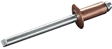 GOEBEL® - 1000 x Flachkopf Blindnieten Kupfer Legierung/Stahl (Ø x L) 3,2 x 6,0 mm - ISO16582 - Flachkopf Niete - Popniete - STANDARD