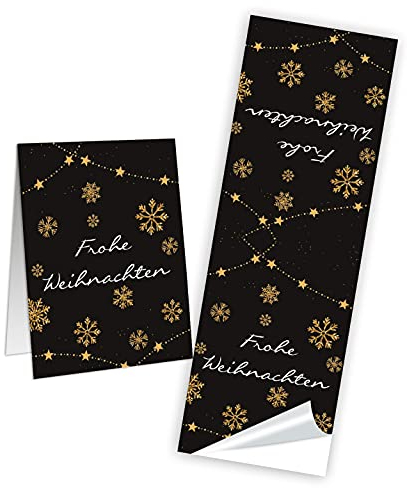 Logbuch-Verlag 25 längliche Aufkleber FROHE WEIHNACHTEN schwarz gold - Weihnachtsaufkleber für Päckchen & Geschenktüten 5 x 14,8 cm
