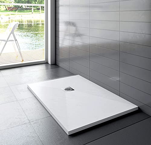 Aica Sanitär 100x90cm Duschtasse Für Duschkabine Walk in Dusche Duschabtrennung Duschwand Duschtür mit Ablaufgarnitur und Schlauch