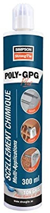 Scellement chimique multi-applications POLY-GPG Plus, témoin de pose, gris, carton de 12 cartouches 300 ml