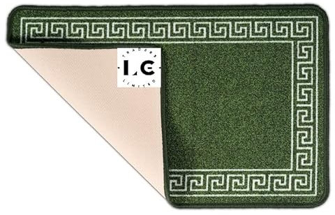 LG TRADERS LIMITED Non Slip Indoor Door Mats Small Large Door Mat Washable Rugs Kitchen Floor Mat (D.Grey_Cream, 50 x 80) (Green_cream, 67X220)
