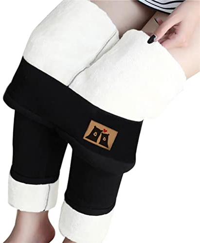 ORANDESIGNE Damen Hosen Warme Feste Starke Samt Wollfrauen Kaschmir Hosen Gamaschen Damen Thermo Strumpfhose Leggings mit Innenfleece Herbst Winter Warm Blickdichte Leggins H Schwarz M