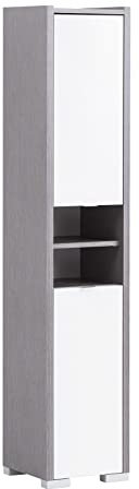 Schildmeyer Hochschrank Messina 149865, weiß Glanz/esche grau