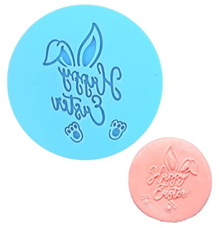 Crethinkaty Oster-Plätzchen-Stempel Happy Easter Hasen-Formen, 3D-Design, Fondant-Präger für Kekse, Fondant, Dekorieren von Kuchen, Zucker, Cupcake
