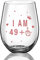 JUWNMANT Stielloses Weinglas 50. Geburtstag Weinglas Geschenk Jubiläumsglas Männer und Frauen 50. Geburtstag Party Hochzeitstag Dekoration, 17oz(I AM 49+1)