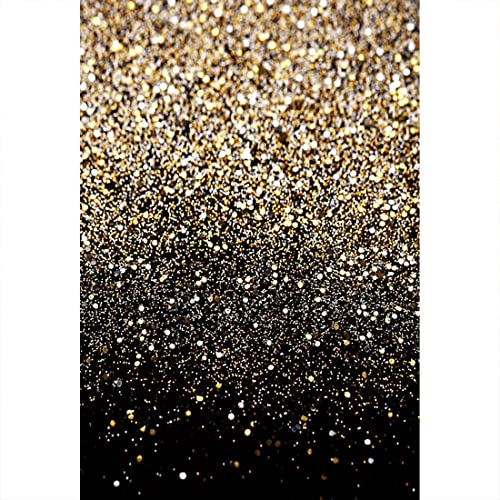 Aoihrraan 2x3m Schwarz und Gold Glitzer Fotografie Hintergrund Golden glänzend Pailletten Flecken abstrakt sternenklar Himmel Hintergrund Weihnachten Neujahr Jahr Familie Party Festival Foto Prop