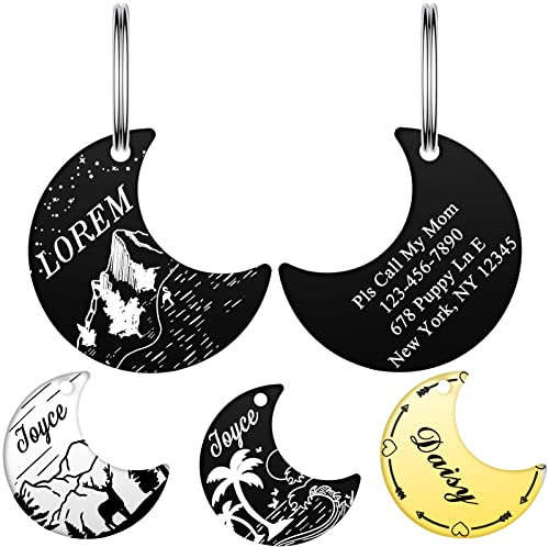 YEHANTI Hundemarke Personalisiert, Hundemarke mit Gravur, Edelstahl Hunde Anhänger Hundemarken mit Verschiedenen Mustern, Erkennungsmarken für Hund und Katze (L, Schwarz)