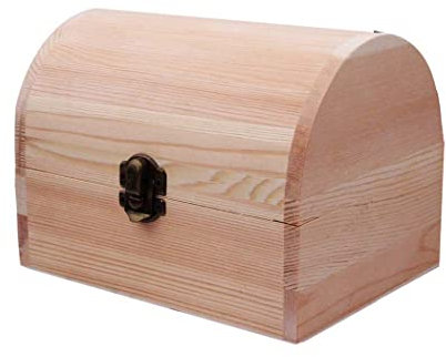 FACULX Caja de madera sin terminar con tapa con bisagras y cierre frontal, cajas de madera de pino natural para manualidades, pasatiempos, regalos y joyero