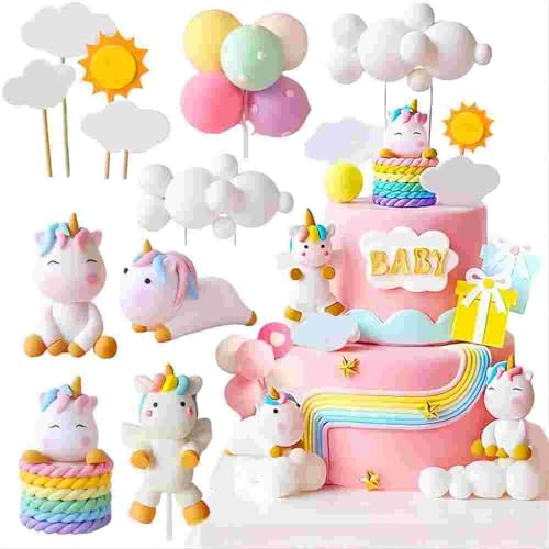 JeVenis Lusso Magico Unicorno Torta Decorazione Arcobaleno Cake Topper per Compleanno - Bomboniere per Ragazza