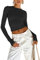 Geagodelia Women's Crop Top Long Sleeve Black S