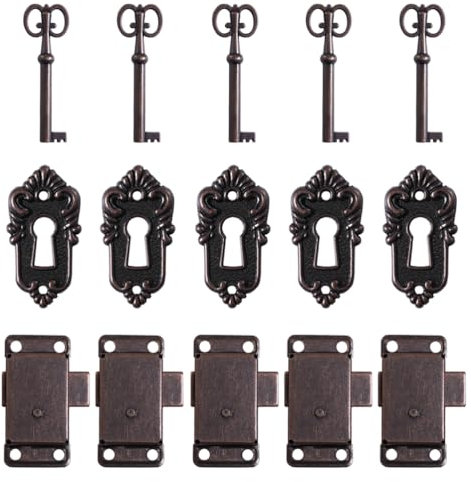 HEALEEP Serrures Décoratives 5 Ensembles De Verrous De Placard À Serrure Boucle Antique Fer À Loquet Vintage Meubles Boîte Antique Serrures D'armoire Vintage