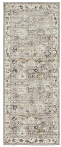 RugVista Olina Oriental Teppich, 80 x 200 cm, Beige | Vintage, Rechteckig, Mittlerer Stapel, Maschinenwäsche, Oeko-Tex 100, Wohnzimmer, Schlafzimmer, Diele