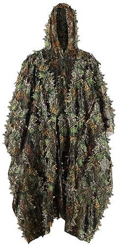 PELLOR 3D-blad ghillie suit kamouflage ghillie cape snabbtorkande, kamouflagekläder för jakt camping utomhus militär jakt dold CS djurfotografering festsmycke