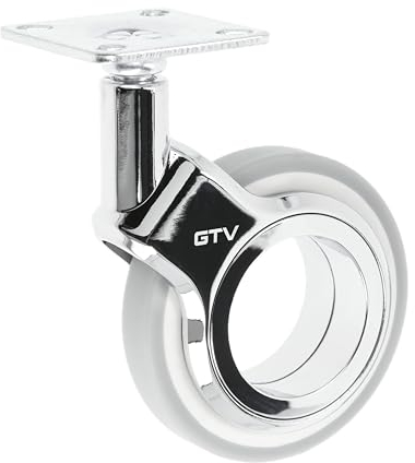 GTV - Möbelrollen GIRA | Lenkrollen | Rollen für Möbel | ohne Bremse | Durchmesser 75 mm | aus Kunststoff und Stahl | Verchromt + grau matt
