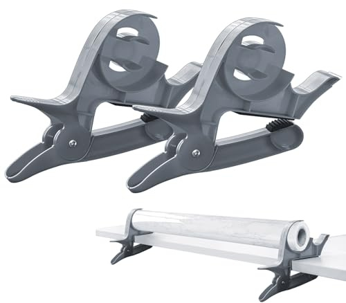2 Stück Geschenkpapier Schneider für Rollen Cutter Werkzeug Kunststoff | Robust und Langlebig, Rutschfest zum Festklemmen am Tisch, Fixiert Papier und Klebeband, Schnelles Messen und Schneiden