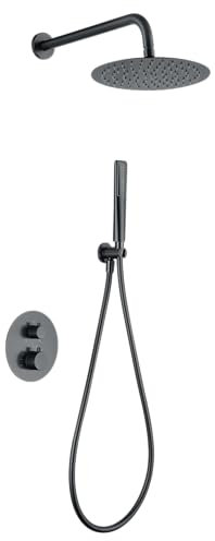 IMEX GTN047/BGM NÁPOLES Conjunto Ducha Termostático Empotrado Black Gun Metal