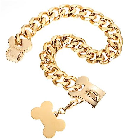 FOMIYES Delikater Hundehalsband Mit Dekorativem Goldene Metallhalskette Mit Id-Plakette Für Kleine Bis Mittelgroße Haustiere Stilvolles Und Bequemes Accessoire Für Ihr Haustier