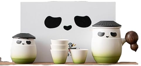 MIOBER Tea Pot,Tea Kettle,Gifts for Women,Creative Panda Travel Tea Set One Pot Four Cups Kung Fu Tea Set Tea, Pot Capacity 11.7oz, Cup Capacity 2Oz (A5) (Color : A6)
