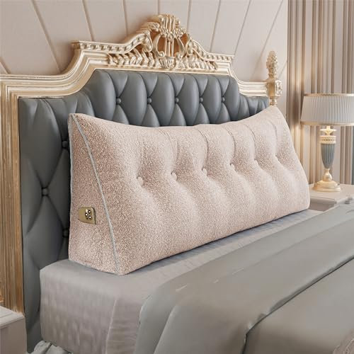 Rucener Grande cuscino triangolare per la testiera alta, cuscino per il letto, perfetto come cuscino per guardare la TV e la lettura, disponibile in molte dimensioni, rosa chiaro 180 cm