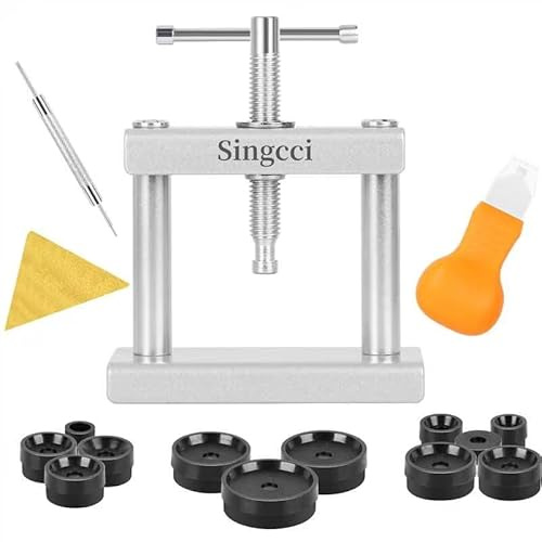 Singcci Watch Press Tool Set, Press Set Back Case Closer with 12 Molds, Watch Battery Replacement,Back Case Closer for Closing Caps, with Instructions
