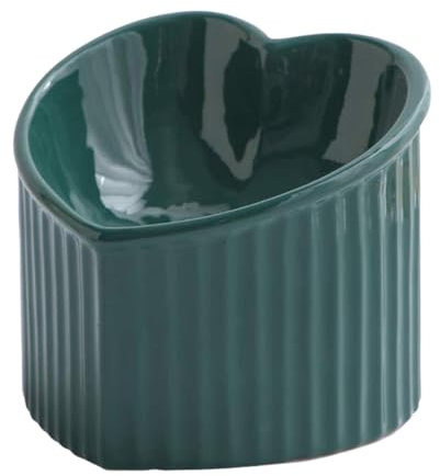 Generic Cuencos elevados de cerámica para gatos, plato inclinado para alimentos para mascotas, plato inclinado en forma de corazón elevado para gatos, comedero de porcelana poco profunda para gatos