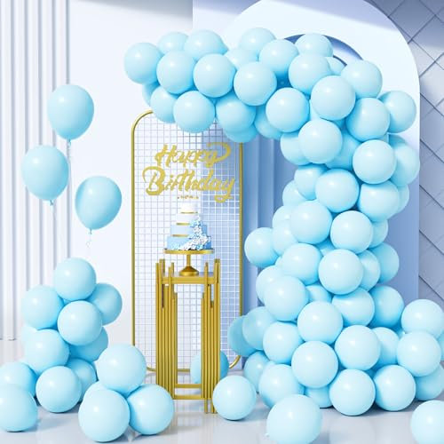 Unisun Ballons Bleu Pastel, 100Pièces 10Pouces Macaron Bleu Ballon Garçon Homme Anniversaire Baptême Douche Bébé Révélation Genre Mariage Proposition Valentin Douche Nuptiale Graduation Décoration