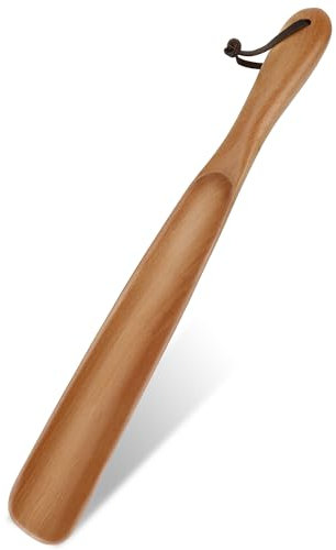 NINEMAX Chausse Pieds Long Manche Bois 38cm,Grand Chausse Pied Bois Long Hêtre avec Cordon pour Hommes Femmes Enfants