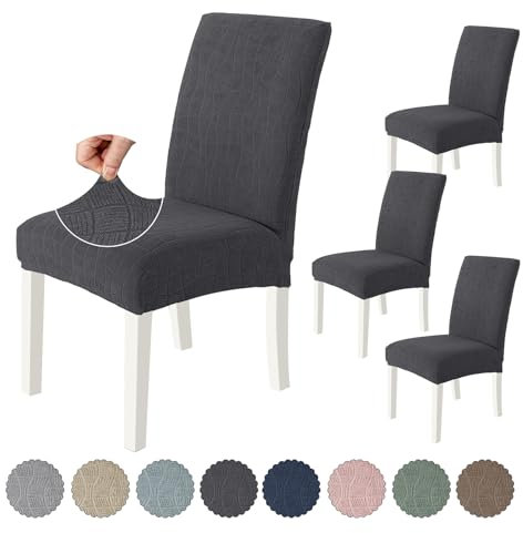 Ystyle Stretch Stuhlhussen 4er Set, Stuhlbezug Elastischer, Hussen Für Stühle Abnehmbarer, Stuhlbezüge Chair Cover Langlebig Universal, Für Bankett Deko Und Hochzeit Partys, Dunkelgrau