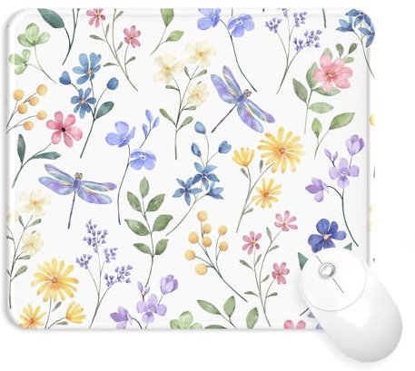 Giecy Tappetino Mouse Poggiapolsi,Gaming Mouse Pad Ergonomico in Gel,Supporto per Polso per Computer per il Gioco, Mousepad con Base in PU Antiscivolo (10-Prato delle libellule)