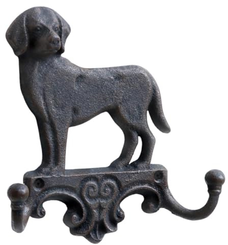 Novaliv Gusseiserne Haken Hund mit 2 Haken 16,5x4x16 cm einfache Montage stabil sicher ideal für Wand- und Decken-Dekoration Garderobe Vintage Stil robust langlebig und elegant perfekte Dekoration