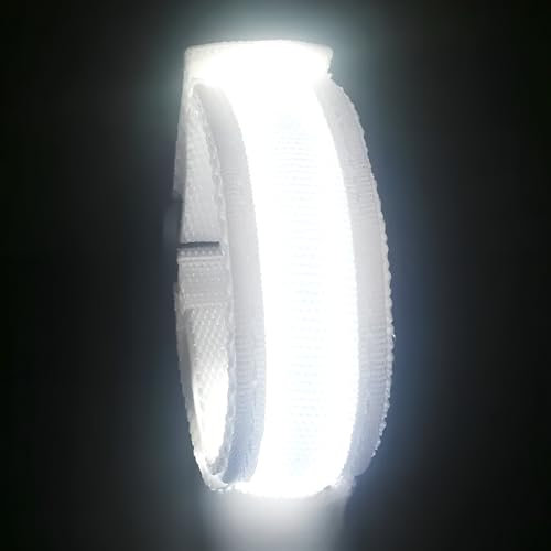 Colexy Reflektorband Aufladbar Leuchtband Running Reflektoren, LED Armband USB Reflektierende Bänder für Nachtlauf Outdoor Joggen Sport Laufen Radfahren in der Dunkelheit (Weiß)