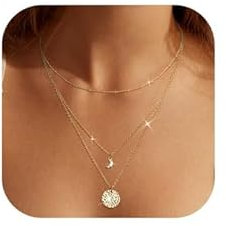 Dochais mehrreihige Halsketten Damen Layering Stapelbare Kette Choker kette Set mit Mond Anhängerkette Gold Wasserfest schmuck Geschenke für Frauen Mädchen