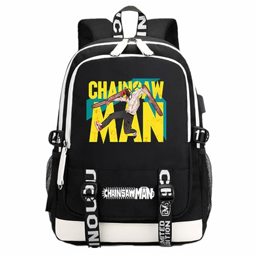 Anime Manga Chainsaw Man Black Oxford Cloth Backpack School College Bag Used for Chainsaw-Man Fans Cosplay Gift