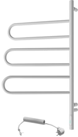 Elna® Scaldasalviette Elettrico Bianco 84x46 cm, 90W - Termosifone Bagno in Acciaio Inox 304 con Timer & Termostato, IP44-3 Bracci Girevoli 180° - Stendino Asciugamani a Parete