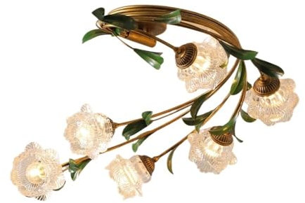 LUOYAOB Close To Ceiling Lights Vintage Ceiling Light Flush Mount Flower Shape Ceiling Light Tulip Rose Clear Glass Floral Ceiling Light For Kitchen Bedroom Bathroom Entr(Roses)
