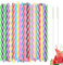 120 Stück Bunt Strohhalme Plastik, 7 Farben Hart Strohhalme Wiederverwendbar mit 2 Strohhalmbürste, Verdickte Trinkhalme Plastik für Säfte Cocktails Smoothie Milch Kaffee, L 23cm×D 6,3mm