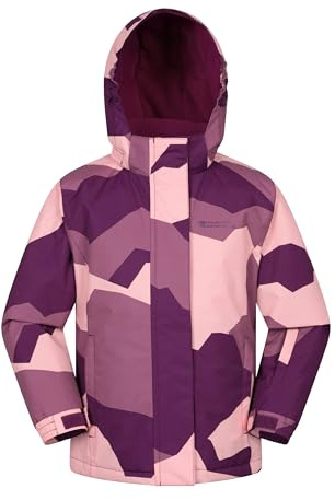 Mountain Warehouse Snowdrop bedruckte Kinder Skijacke - wasserdicht, integrierte Schneefang, abnehmbare Kapuze - für Snowboarding, Wintersport