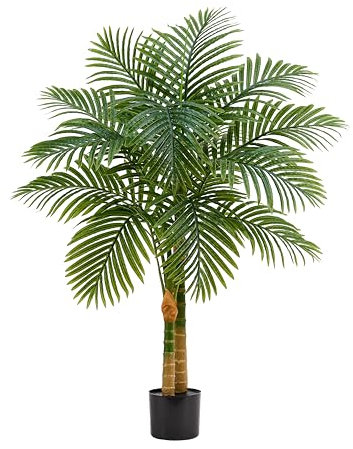 TXABL Artificial Palm Tree Indoor Plant 120CM Tall Fake Tropical Palms Tree in Pot Faux Areca Palm Plants with Real Bark Design for Home Office Living Room Bedroom Farmhouse Outdoor Decor