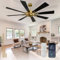 Depuley Ceiling Fan Without Light: 60 Inch Big Fan with Remote Control for Patio Porch - Copper Fan for Indoor - Large Farmhouse Fan Reversible 8 Blade Quiet DC Motor