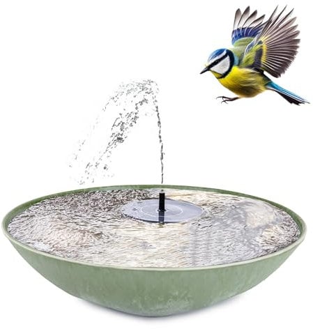 matches21 HOME & HOBBY Solar-Brunnen Set für draußen - 45 cm Schale grün als Garten-Brunnen Spring-Brunnen