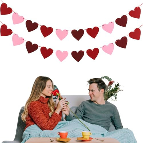 JEYORZY 2 Stück Herz Papier Girlande Rosa Deko, Hängend Herzgirlande, Dekorationen für Geburtstag, Hochzeitsgirlande, Geburtstagsdeko, Kindergeburtstag