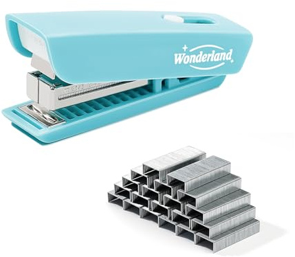 BAYTORY Niedlicher Mini Heftgerät, klein Tragbarer Tacker mit 1000 24/6 Heftklammern, manueller Schreibtischhefter für Schule und Bürobedarf (Blau)