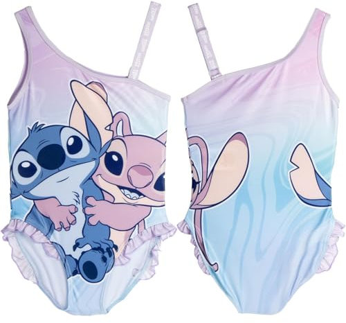 Bañador de puntada para niña, de una pieza, cómodo y lindo, ideal para playa, piscina o cumpleaños Stitch, blanco, 8 años