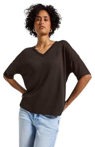 Street One Strick-Look V-Neck T-Shirt deep Roast Brown 36
